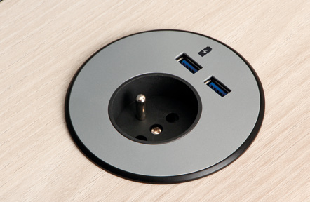 Přípojný modul se zásuvkou 230 V a USB v desce stolu HOBIS Flex FS 1200