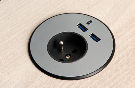 Přípojný modul se zásuvkou 230 V a USB v desce stolu HOBIS Gate GS 800